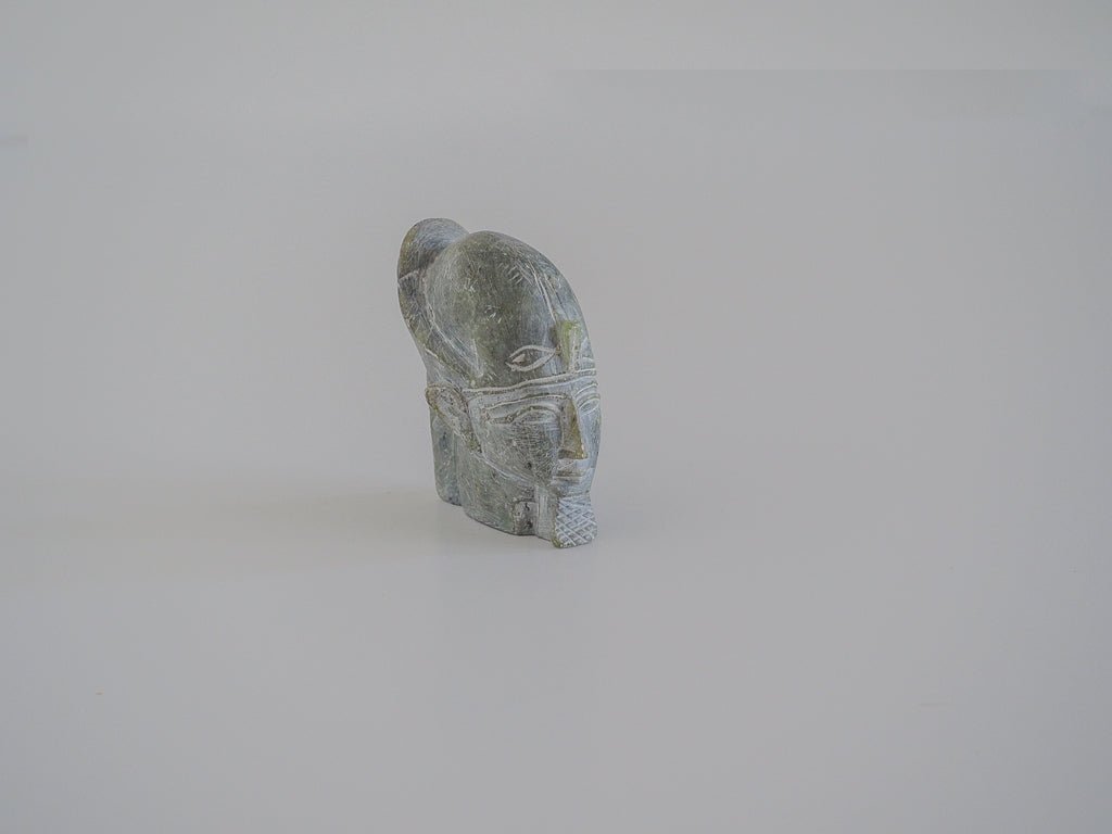 Carved Basalt Egyptian Pharaoh Head Paperweight Lifestyle - Afterthought Vintage