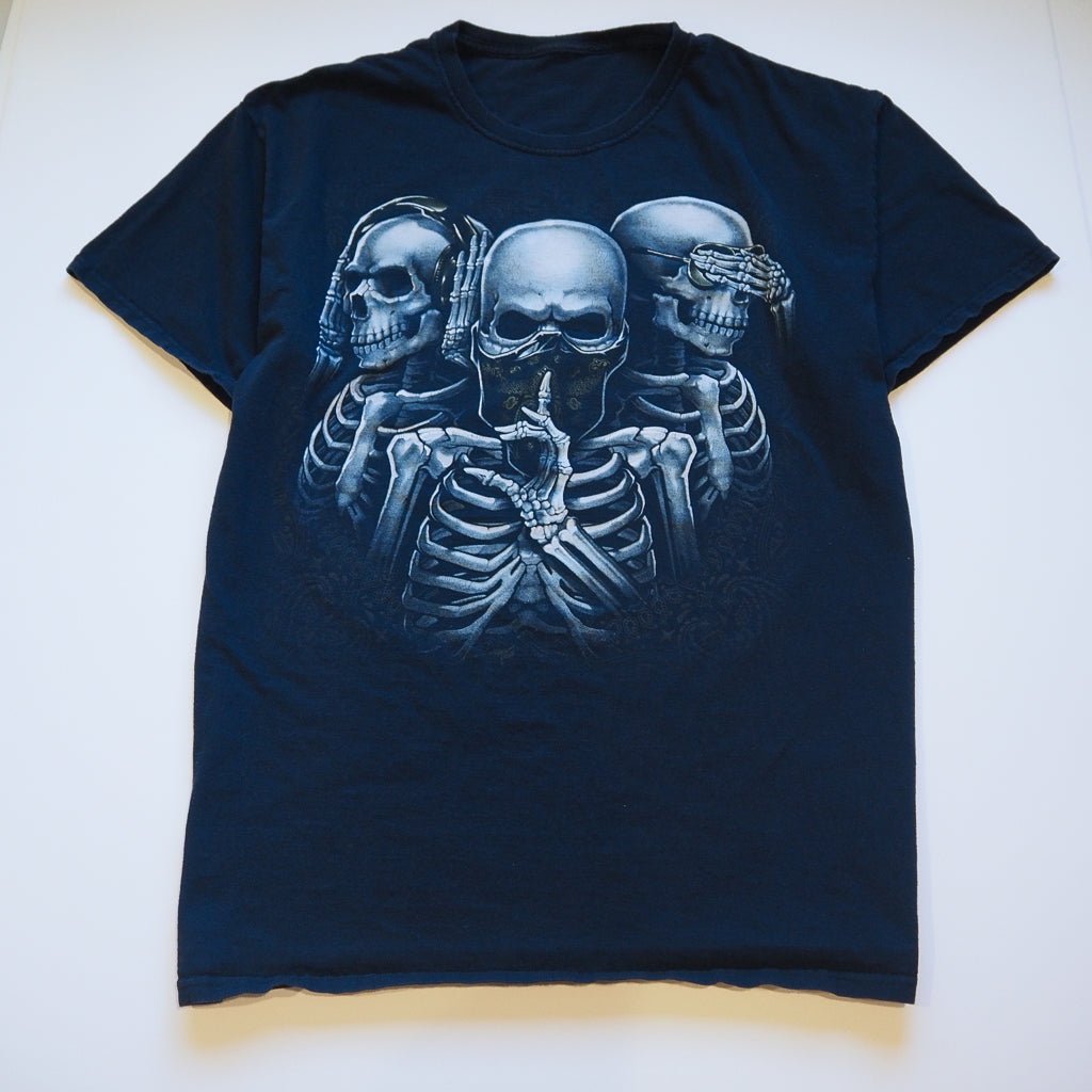 Hear, Speak, See' No Evil Skeleton Tee - L Clothes - Afterthought Vintage