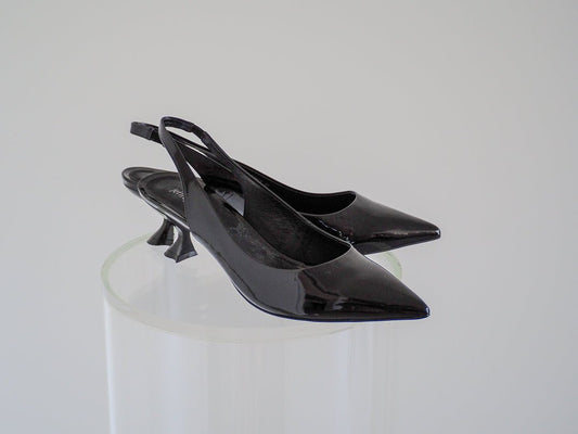 Jeffrey Campbell Black Patent Leather Persona Slingback Kitten Heels - Size 10 - Unworn Accessories - Afterthought Vintage