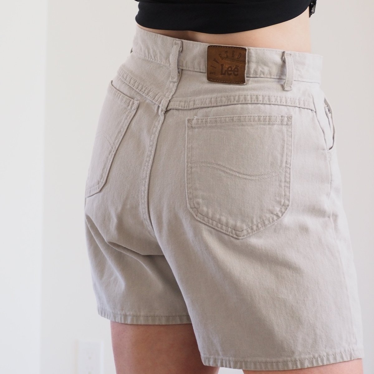 Lee Riveted Beige High - Rise Denim Shorts Clothes - Afterthought Vintage