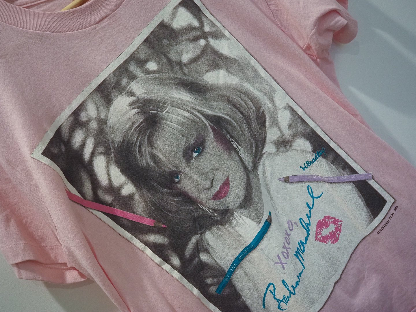 RARE 1990 Barbara Mandrell Signed Headshot T-Shirt – Screen Play, Screen Stars Tag, Pink Clothes - Screen Stars - Afterthought Vintage