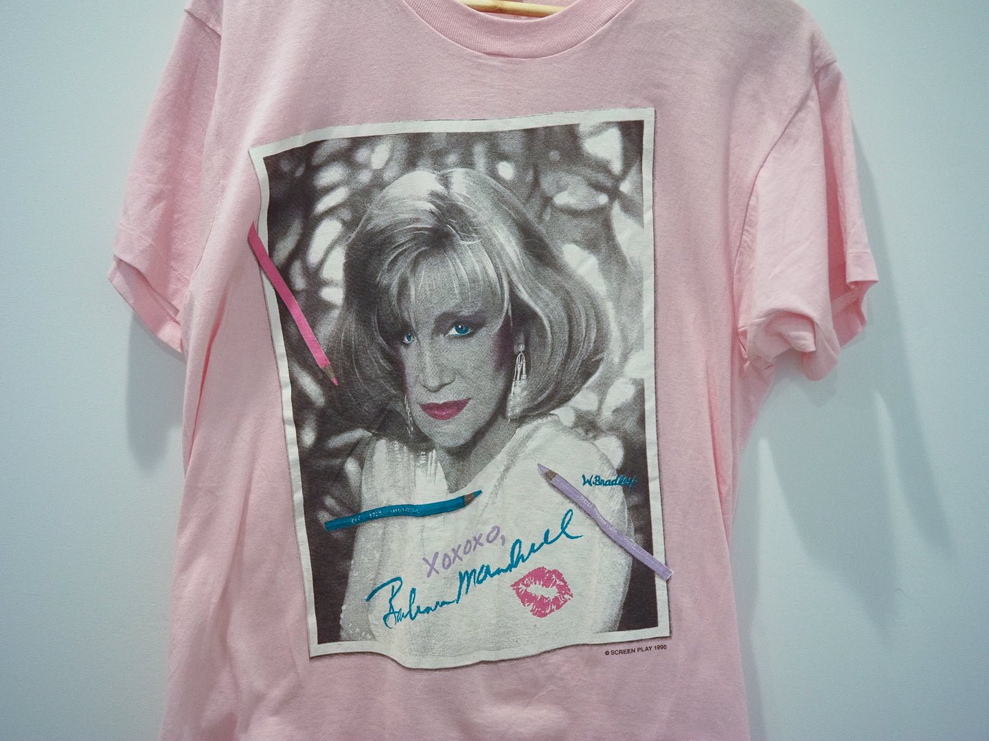 RARE 1990 Barbara Mandrell Signed Headshot T-Shirt – Screen Play, Screen Stars Tag, Pink Clothes - Screen Stars - Afterthought Vintage