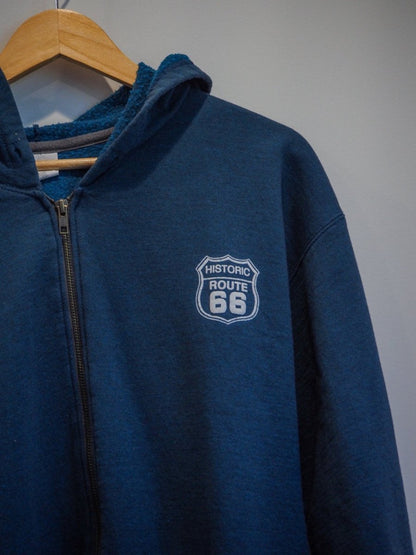 Route 66 Green Zip - Up Hoodie with Map Graphic Clothes - Afterthought Vintage