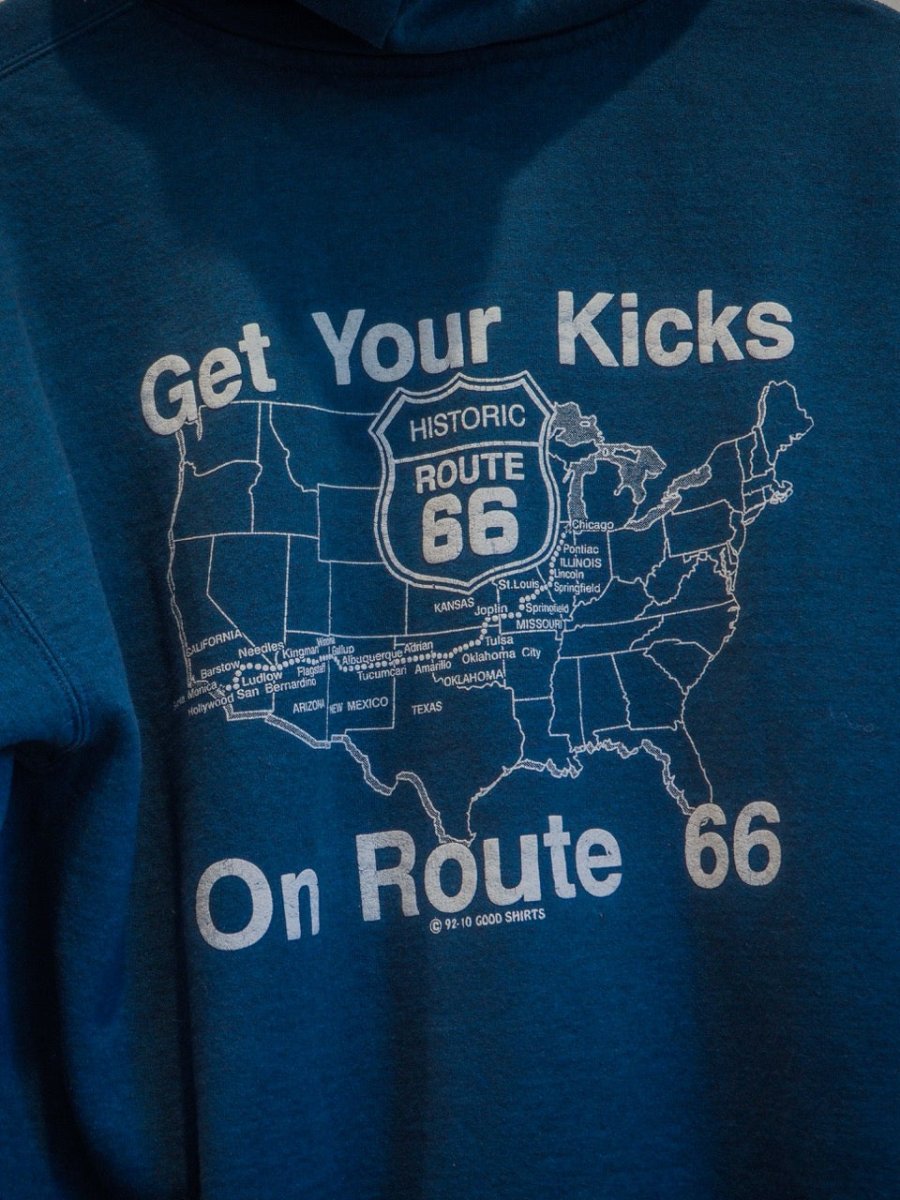 Route 66 Green Zip - Up Hoodie with Map Graphic Clothes - Afterthought Vintage