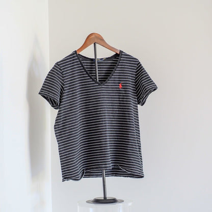 Striped Ralph Lauren Polo V - Neck T-Shirt - Single Stitch Clothes - Afterthought Vintage