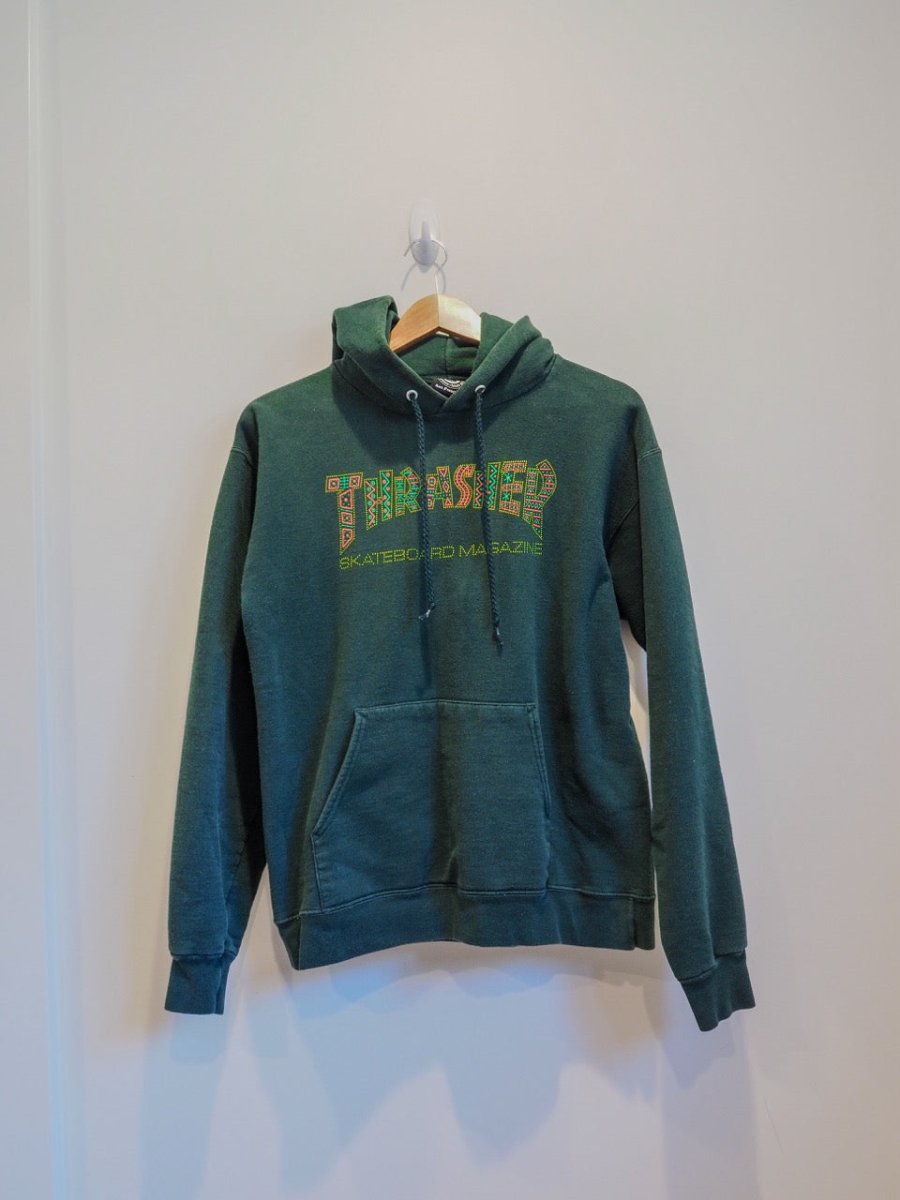 Thrasher Skateboard Magazine Forest Green Davis Hoodie - S Clothes - Afterthought Vintage