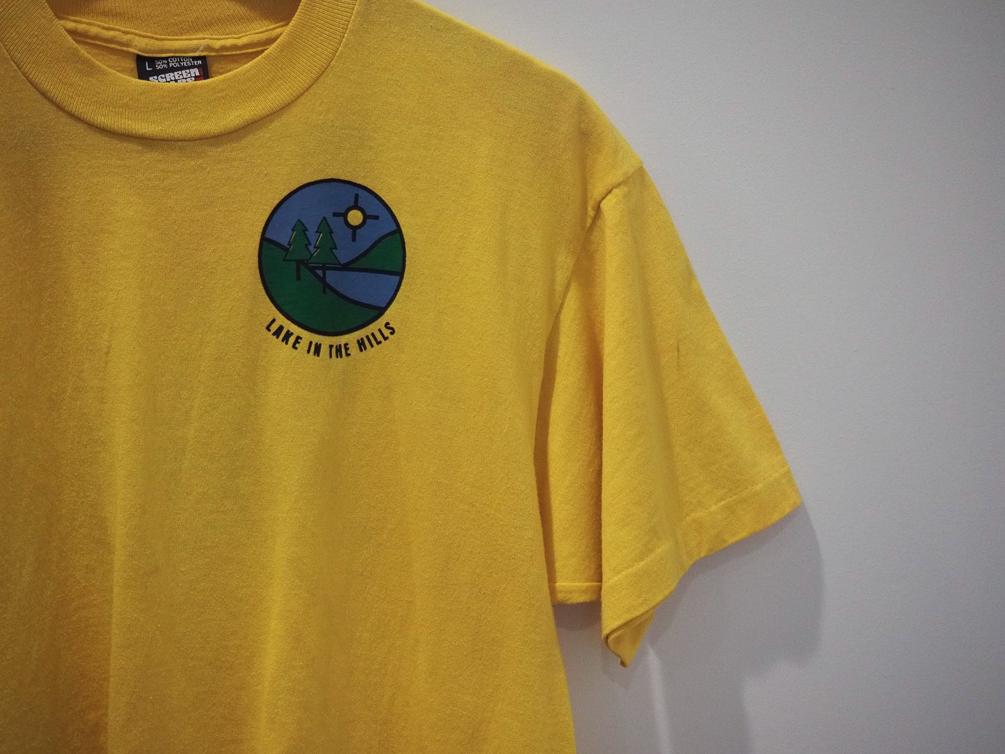 Vintage 80s Lake in the Hills T-Shirt – Turtle Graphic, Screen Stars, Yellow Clothes - Screen Stars - Afterthought Vintage