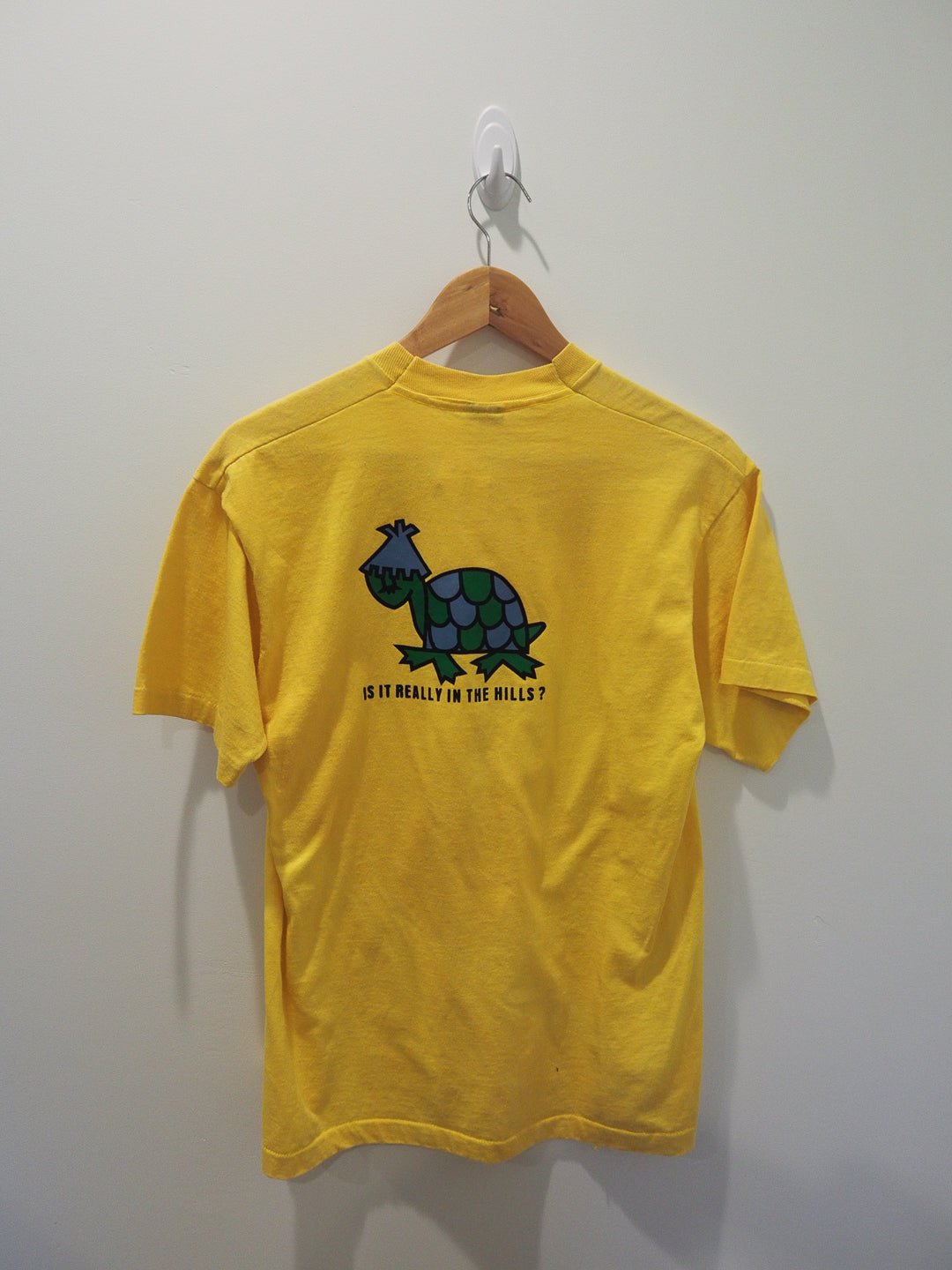 Vintage 80s Lake in the Hills T-Shirt – Turtle Graphic, Screen Stars, Yellow Clothes - Screen Stars - Afterthought Vintage