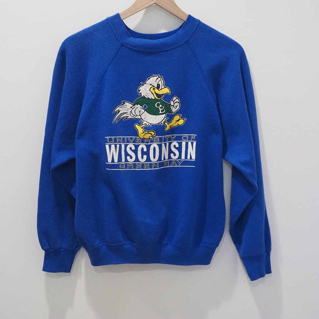 Vintage 80s University of Wisconsin Green Bay Sweatshirt (Youth XL, Fits Adult S) Clothes - Artex - Afterthought Vintage