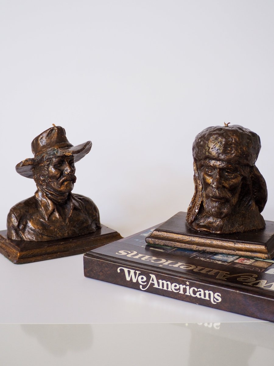 Vintage Burning Bronze Cowboy Sculpture Candles Lifestyle - Afterthought Vintage