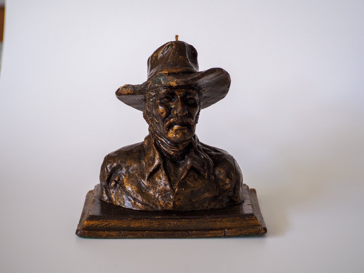 Vintage Burning Bronze Cowboy Sculpture Candles Lifestyle - Afterthought Vintage