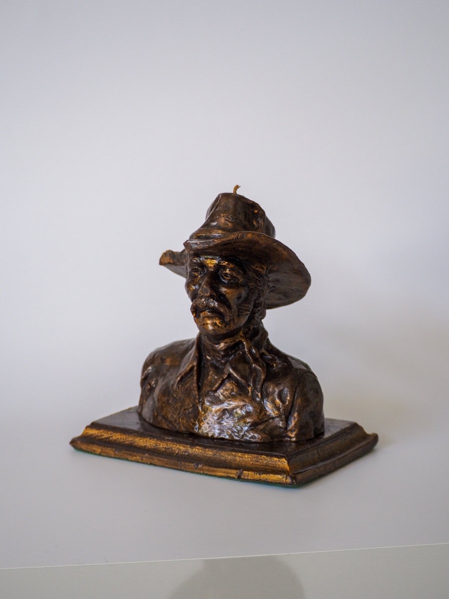 Vintage Burning Bronze Cowboy Sculpture Candles Lifestyle - Afterthought Vintage