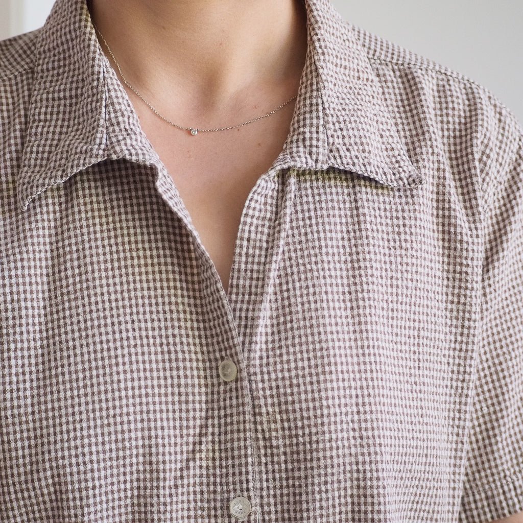 Vintage Erika Brown Gingham Cotton Button - Up Shirt Clothes - Afterthought Vintage