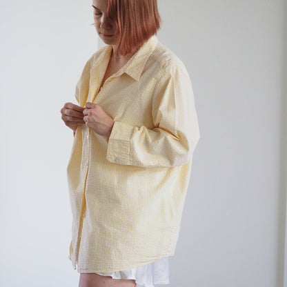 Vintage LL Bean Women’s Yellow Seersucker Poplin Shirt Clothes - Afterthought Vintage