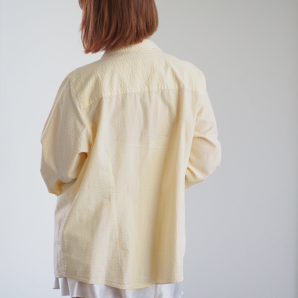 Vintage LL Bean Women’s Yellow Seersucker Poplin Shirt Clothes - Afterthought Vintage