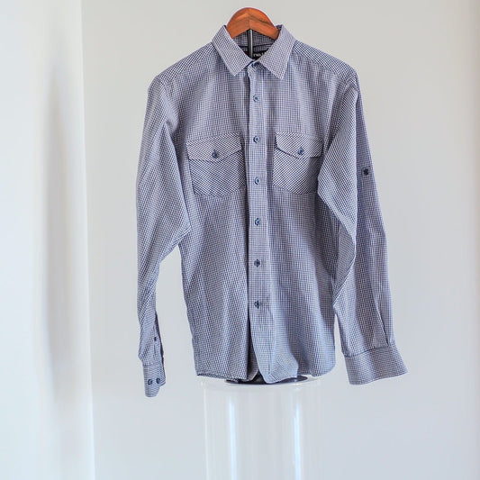 Y2K Airwalk Plaid Button Up Shirt - Navy Clothes - Afterthought Vintage