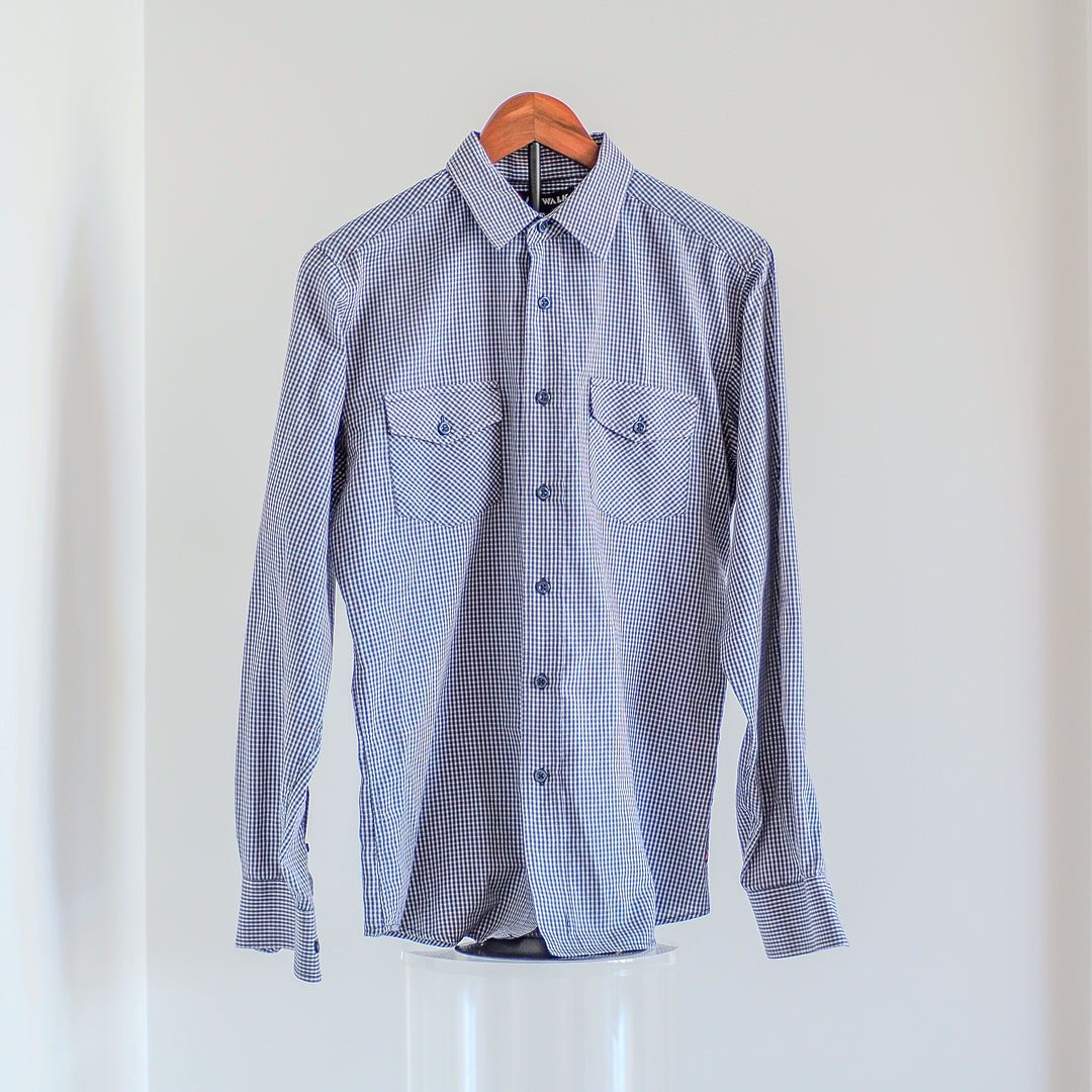 Y2K Airwalk Plaid Button Up Shirt - Navy Clothes - Afterthought Vintage