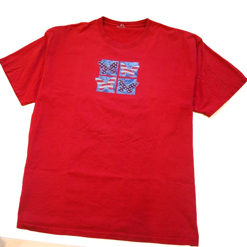 Y2K American Flag Butterflies Tee Clothes - Afterthought Vintage