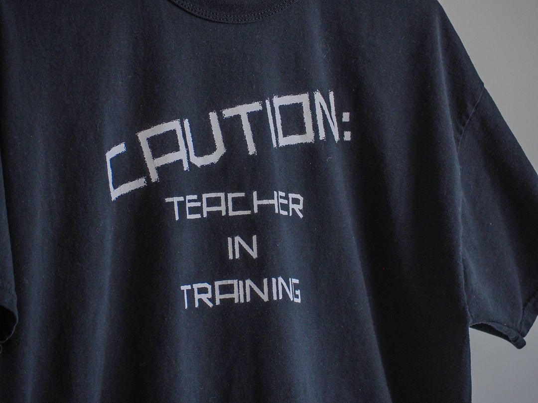 Y2K 'Caution Teacher in Training' Humorous T-Shirt Clothes - Afterthought Vintage