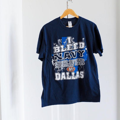 Y2K Dallas Cowboys 'I Bleed Navy & Silver' T-Shirt Clothes - Afterthought Vintage