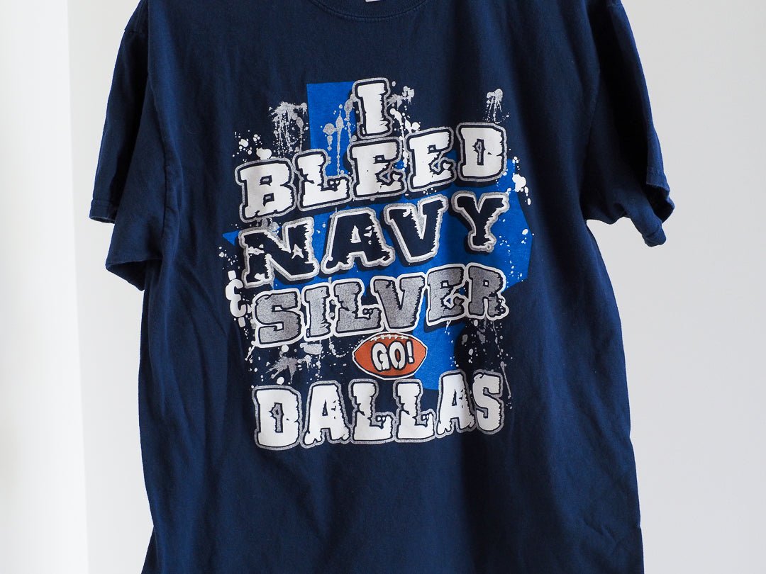 Y2K Dallas Cowboys 'I Bleed Navy & Silver' T-Shirt Clothes - Afterthought Vintage