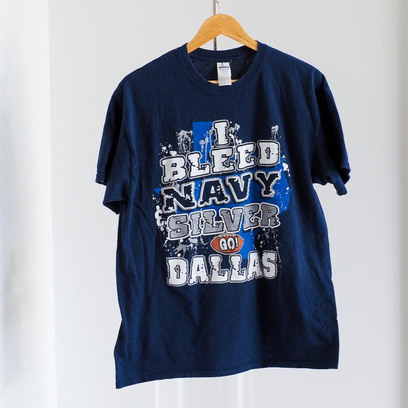 Y2K Dallas Cowboys 'I Bleed Navy & Silver' T-Shirt Clothes - Afterthought Vintage