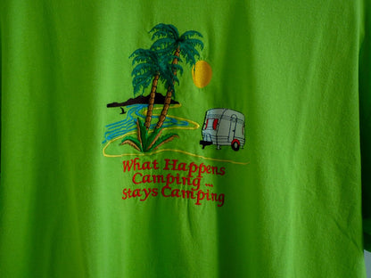 Y2K Embroidered What Happens Camping Stays Camping T-Shirt Clothes - Afterthought Vintage