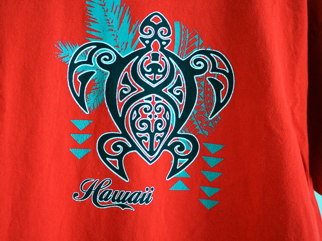 Y2K Hawaiian Tribal Print Turtle Tourist T-Shirt Clothes - Afterthought Vintage