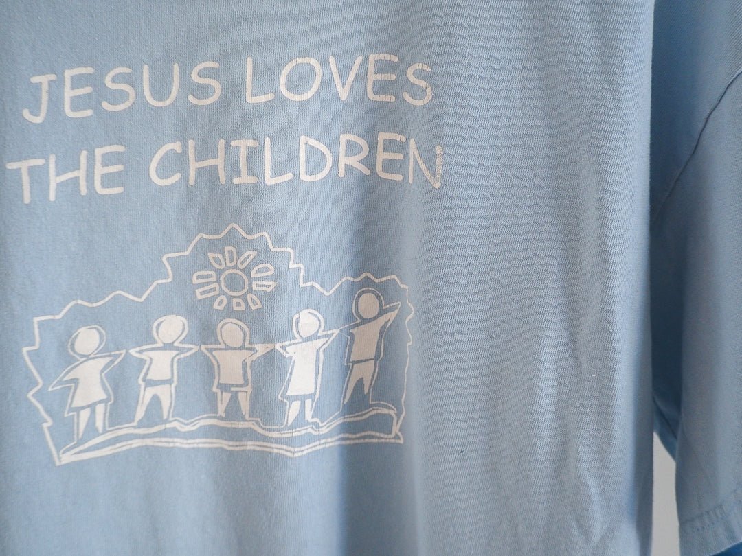 Y2K Jesus Loves The Children T-Shirt Clothes - Gildan Heavy Cotton - Afterthought Vintage