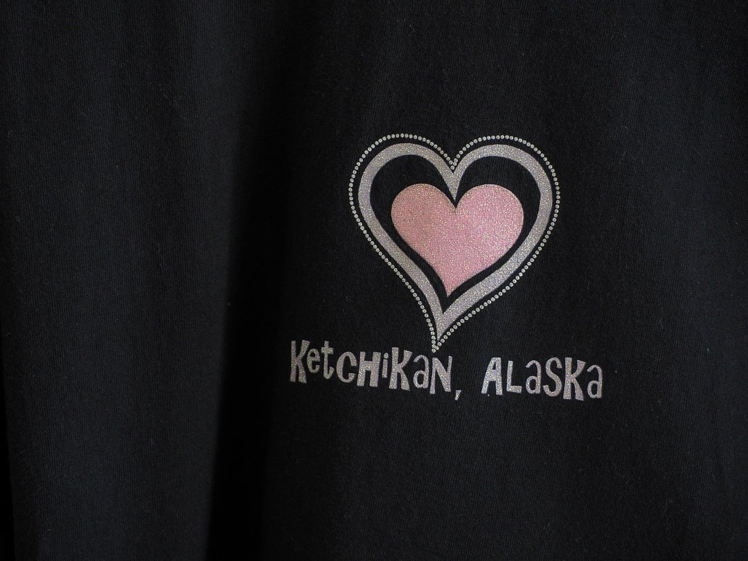 Y2K Ketchikan, Alaska Glitter Heart Tourist T-Shirt Clothes - Alstyle - Afterthought Vintage