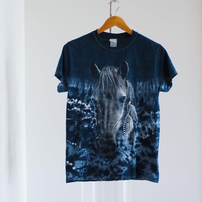 Y2K Tie Dye Horse Graphic T-Shirt Clothes - Gildan Heavy Cotton - Afterthought Vintage