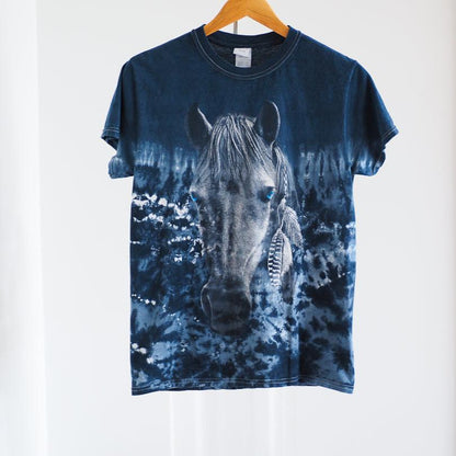 Y2K Tie Dye Horse Graphic T-Shirt Clothes - Gildan Heavy Cotton - Afterthought Vintage