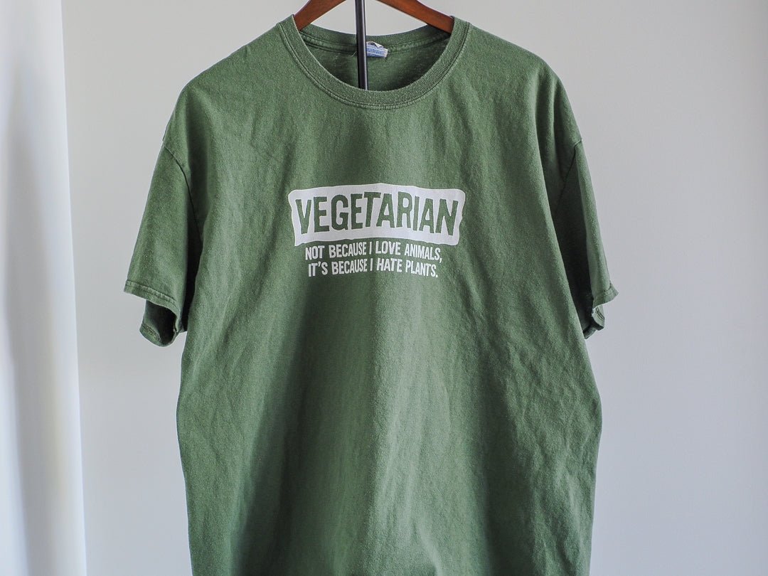 Y2K 'Vegetarian Because I Hate Vegetables' Humorous T-Shirt Clothes - Afterthought Vintage