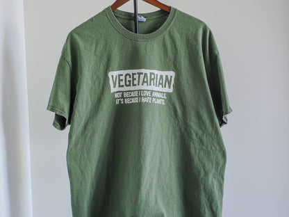 Y2K 'Vegetarian Because I Hate Vegetables' Humorous T-Shirt Clothes - Afterthought Vintage