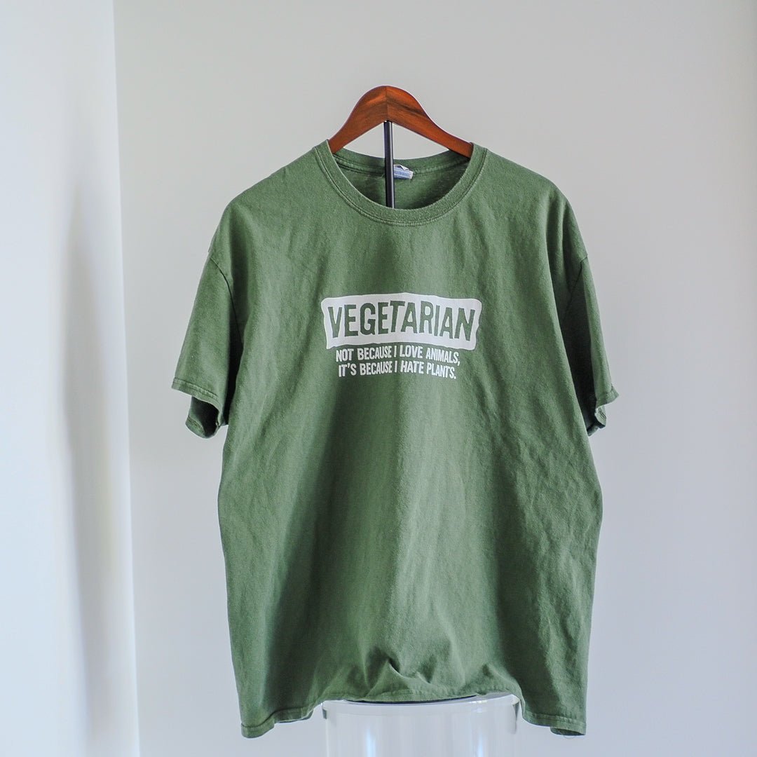 Y2K 'Vegetarian Because I Hate Vegetables' Humorous T-Shirt Clothes - Afterthought Vintage