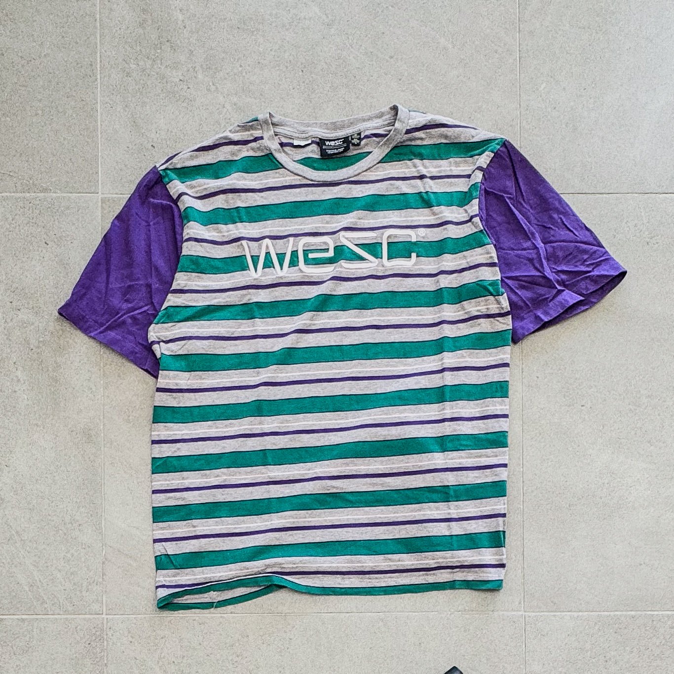 Y2K WeSC Striped Skate Tee Clothes - WeSC - Afterthought Vintage